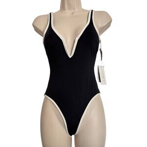 L- Space Coco One Piece Swimsuit Size XS Black White NWT $198